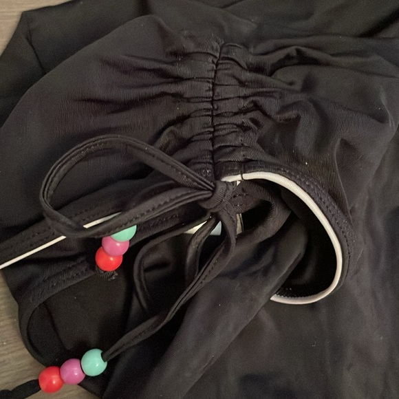 Black bikini bottom size 8 USA. Fold over waist with drawstring sides. - Picture 7 of 13